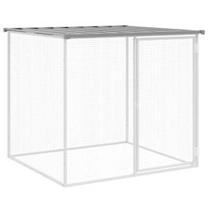 Klec pro kuřata se střechou světle šedá 203 x 98 x 90 cm pozinkovaná ocel - obrázek 6