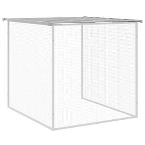 Klec pro kuřata se střechou světle šedá 203 x 98 x 90 cm pozinkovaná ocel - obrázek 7