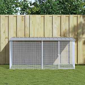 Kletka za piščance s streho svetlo siva 203x98x90 cm pocinkano jeklo