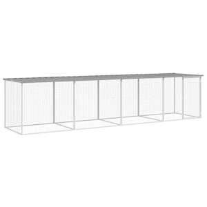 Klec pro kuřata se střechou světle šedá 403 x 98 x 90 cm ocel - obrázek 2