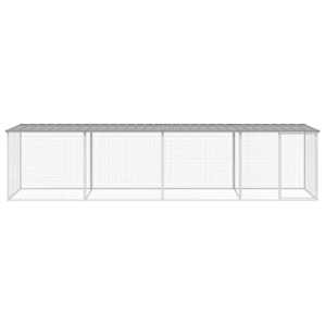 Klec pro kuřata se střechou světle šedá 403 x 98 x 90 cm ocel - obrázek 3