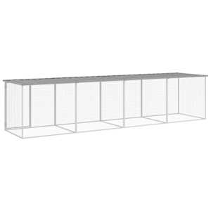 Klec pro kuřata se střechou světle šedá 403 x 98 x 90 cm ocel - obrázek 5