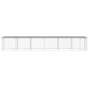 Klec pro kuřata se střechou světle šedá 603 x 98 x 90 cm ocel - obrázek 3