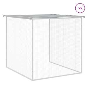 Klec pro kuřata se střechou světle šedá 603 x 98 x 90 cm ocel - obrázek 7