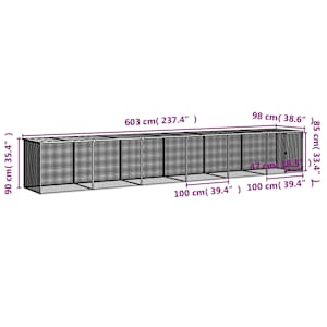Klec pro kuřata se střechou světle šedá 603 x 98 x 90 cm ocel - obrázek 9