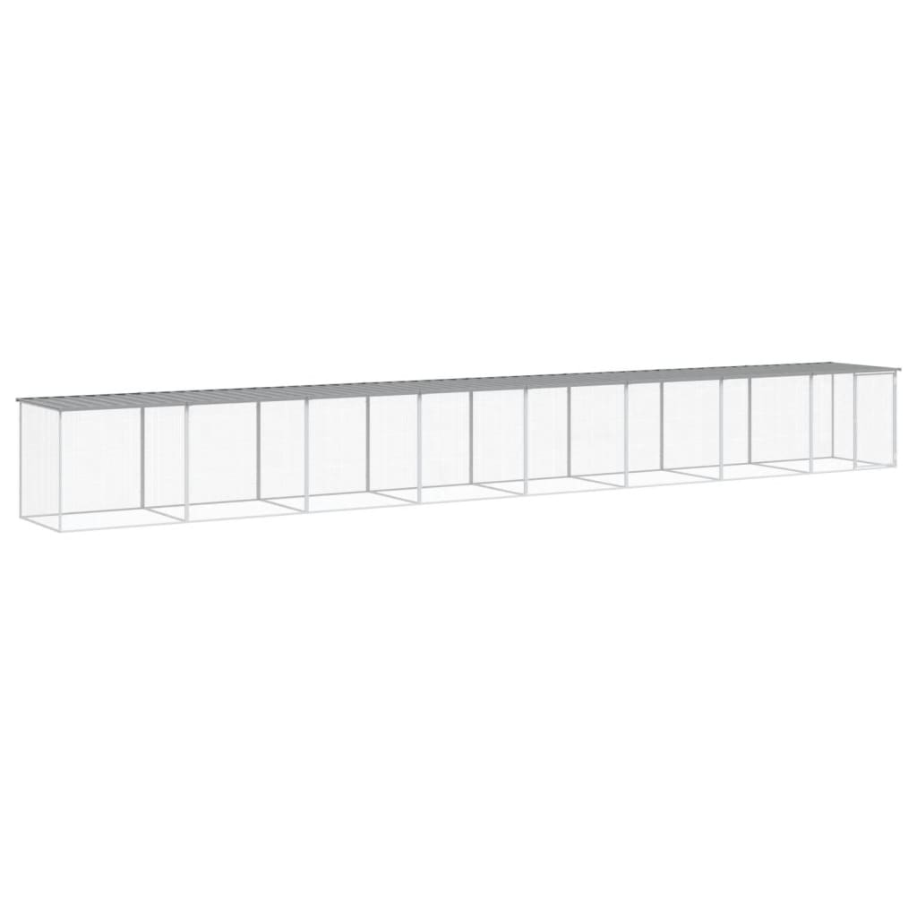 vidaXL Kippenhok met dak 803x98x90 cm gegalvaniseerd staal lichtgrijs