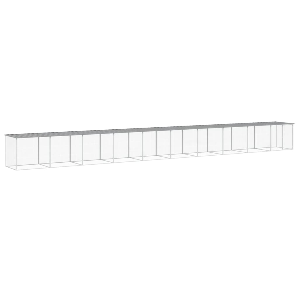 vidaXL Kippenhok met dak 1003x98x90 cm gegalvaniseerd staal lichtgrijs