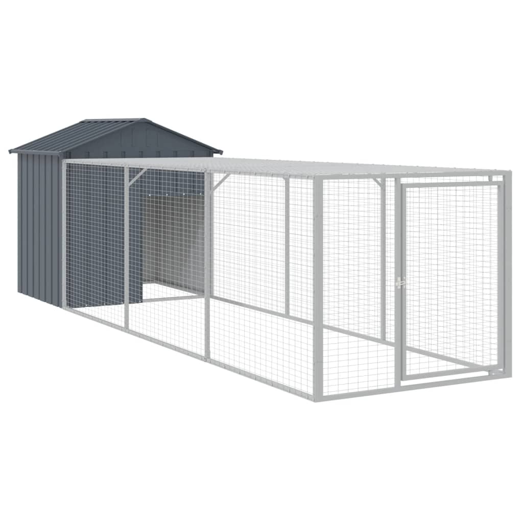 vidaXL Kippenhok met ren 117x405x123 cm gegalvaniseerd staal antraciet