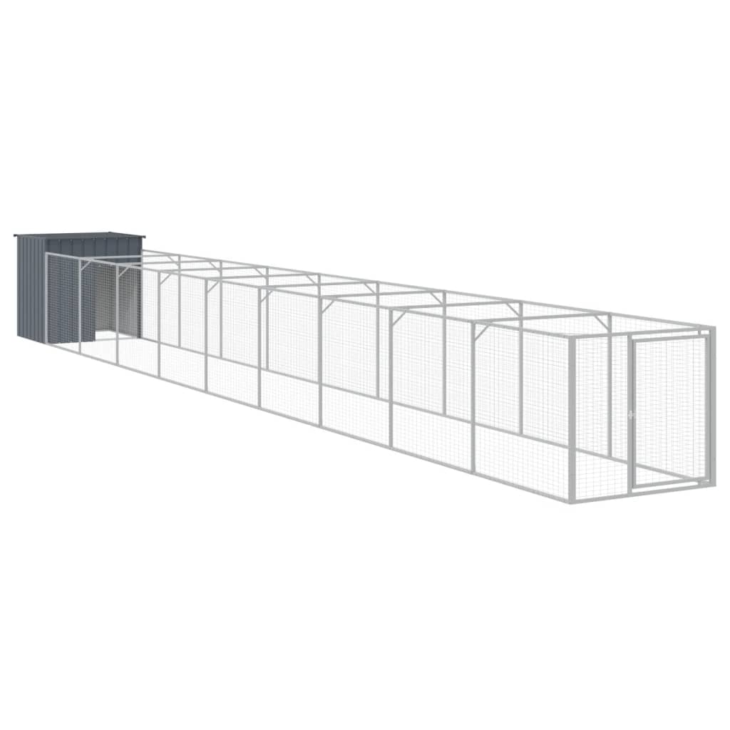 vidaXL antracit horganyzott ac&eacute;l kutyakennel kifut&oacute;val 110x1017x110 cm