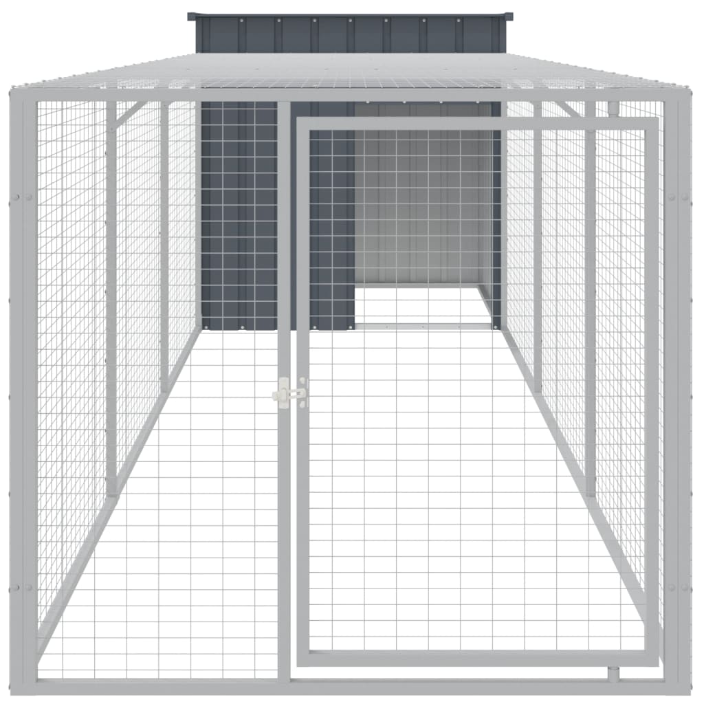 Chicken Cage with Run Metal Chicken Coop Animal House Galvanized Steel vidaXL - Picture 16 of 82
