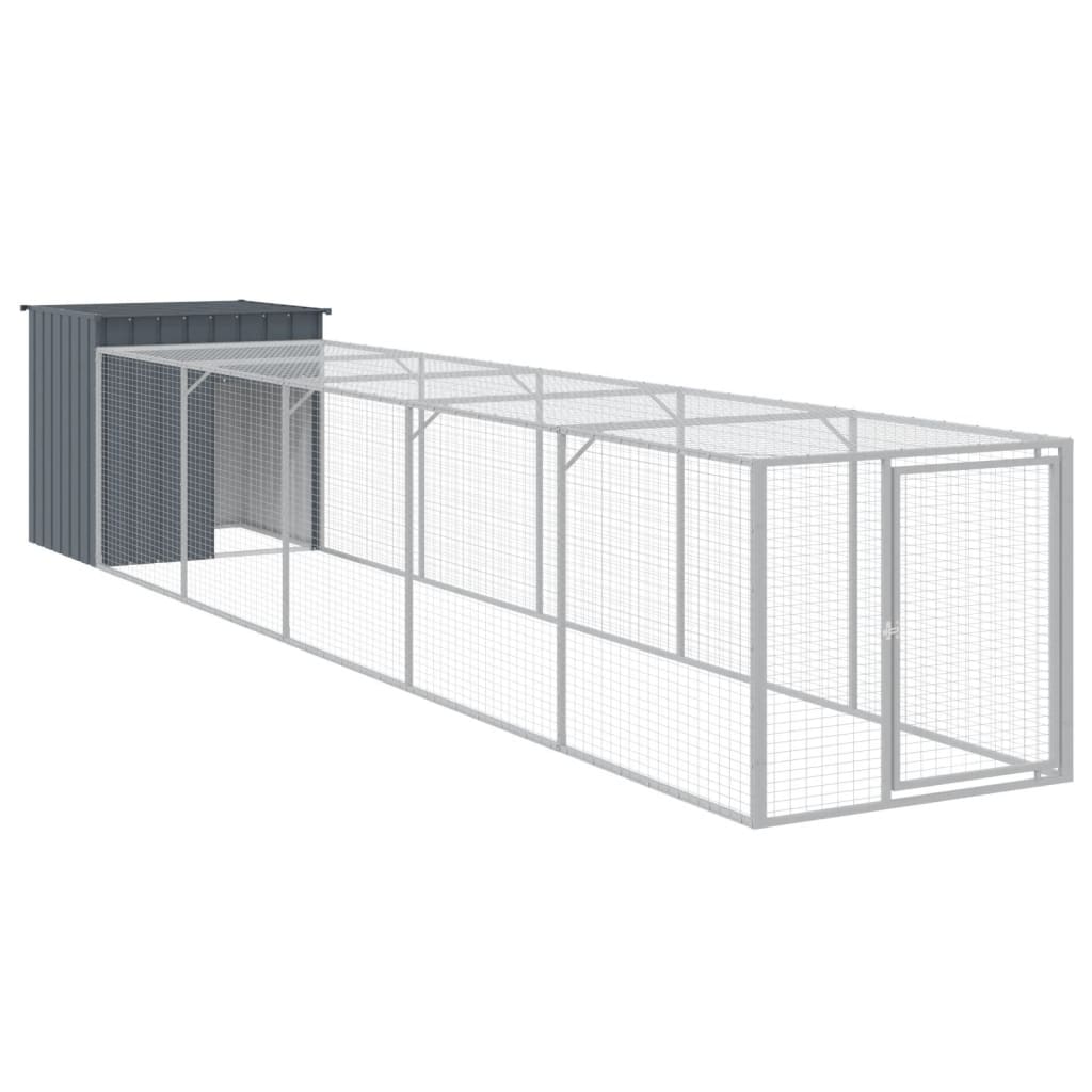 Chicken Cage with Run Metal Chicken Coop Animal House Galvanized Steel vidaXL - Picture 25 of 82