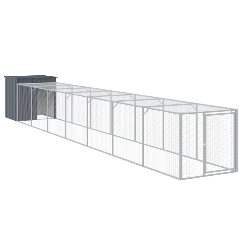 Chicken Cage with Run Metal Chicken Coop Animal House Galvanized Steel vidaXL - Picture 44 of 82
