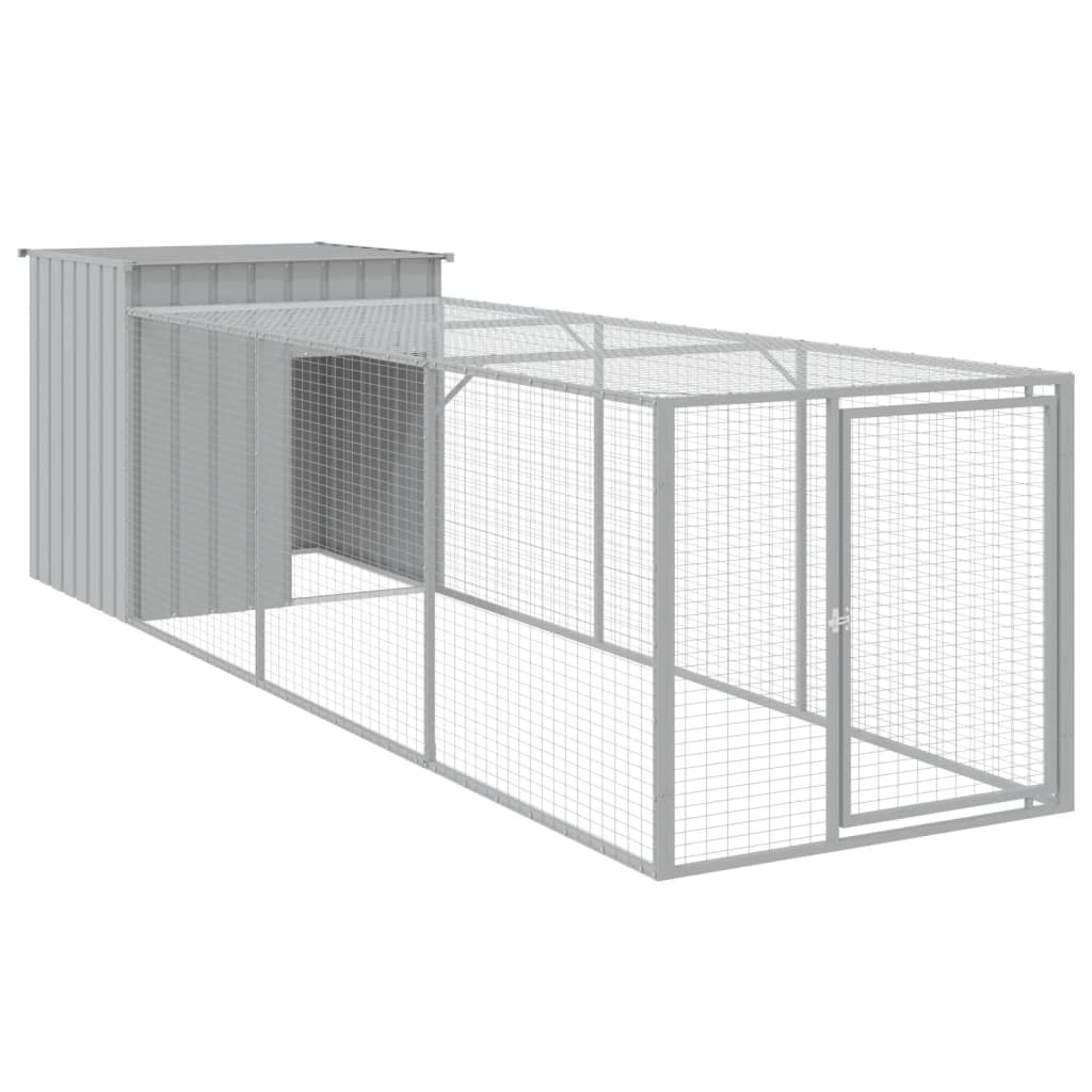 Chicken Cage with Run Metal Chicken Coop Animal House Galvanized Steel vidaXL - Picture 20 of 82
