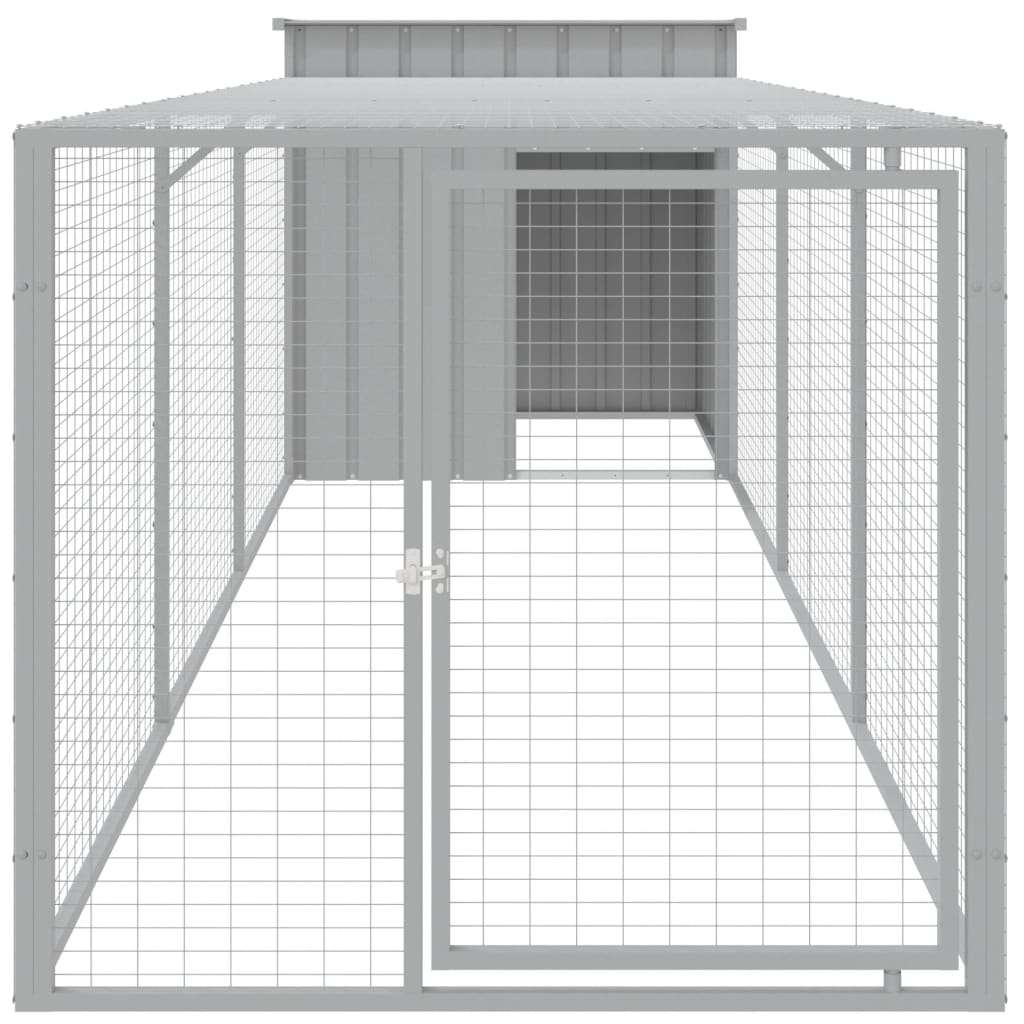 Chicken Cage with Run Metal Chicken Coop Animal House Galvanized Steel vidaXL - Picture 23 of 82