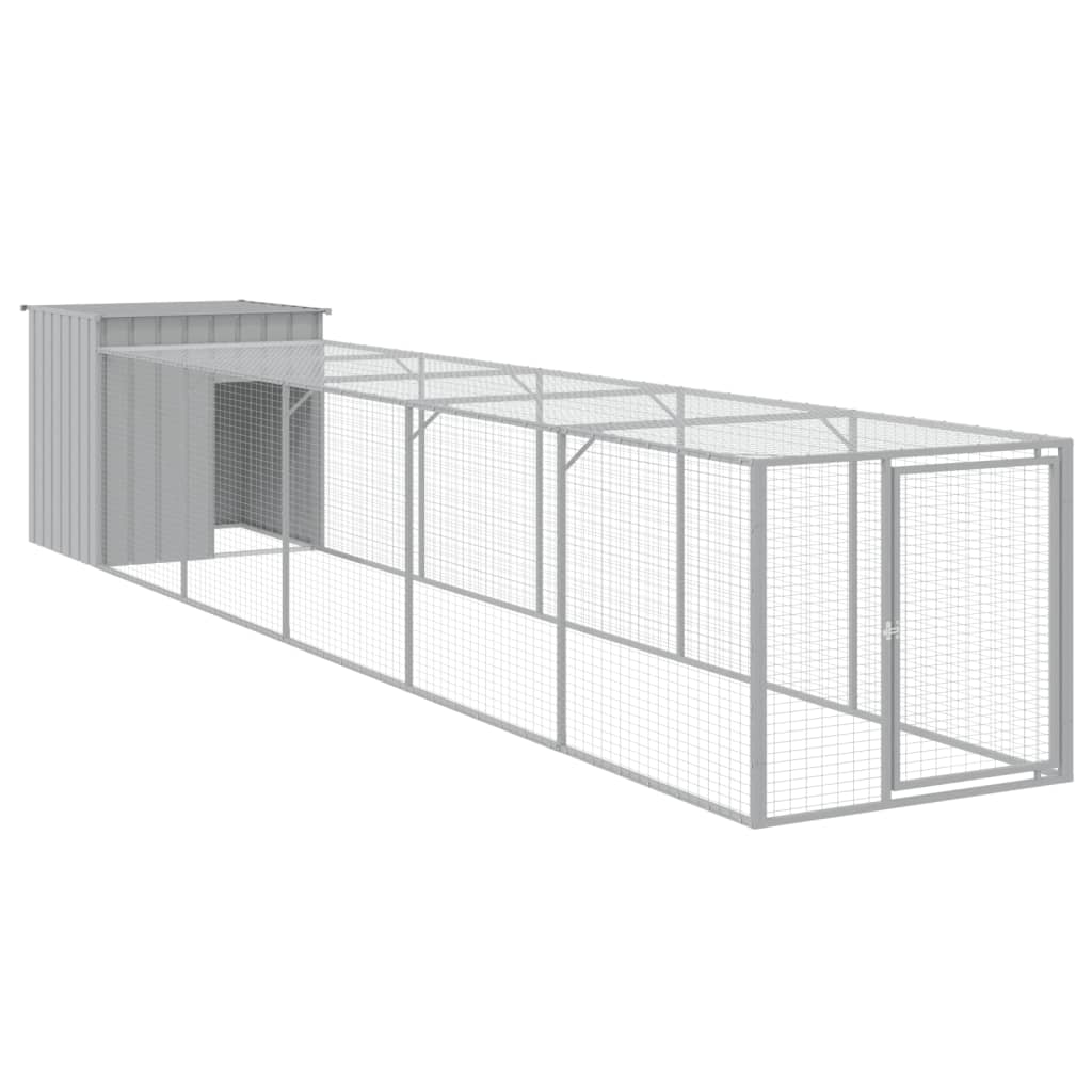 Chicken Cage with Run Metal Chicken Coop Animal House Galvanized Steel vidaXL - Picture 32 of 82