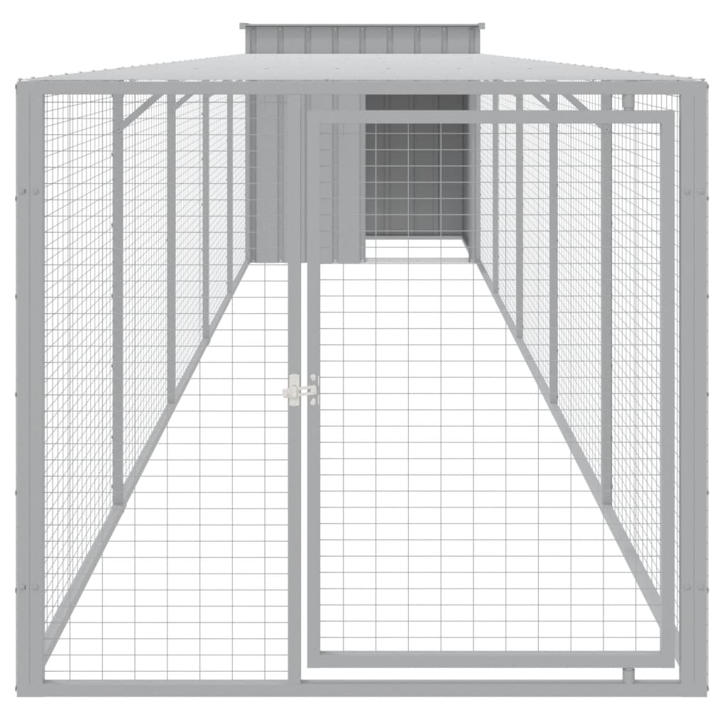 Chicken Cage with Run Metal Chicken Coop Animal House Galvanized Steel vidaXL - Picture 35 of 82