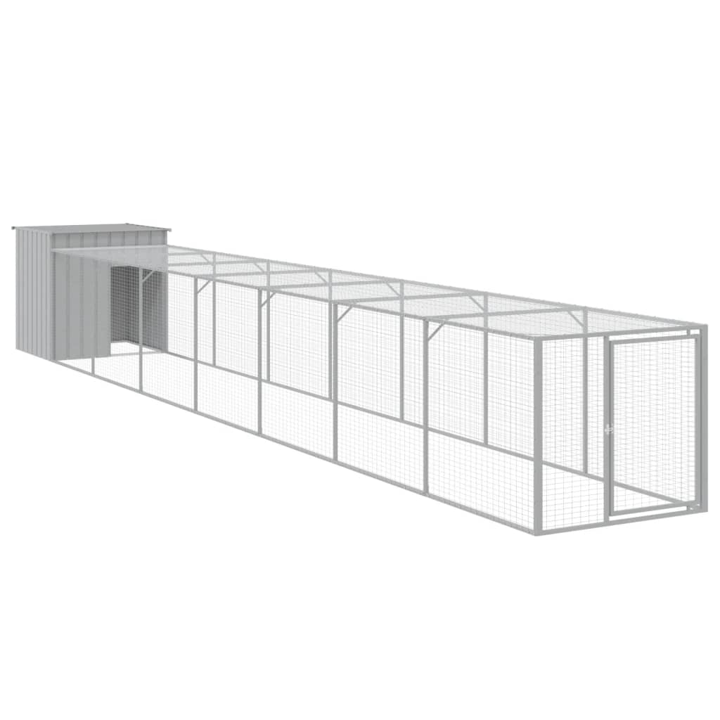 Chicken Cage with Run Metal Chicken Coop Animal House Galvanized Steel vidaXL - Picture 37 of 82