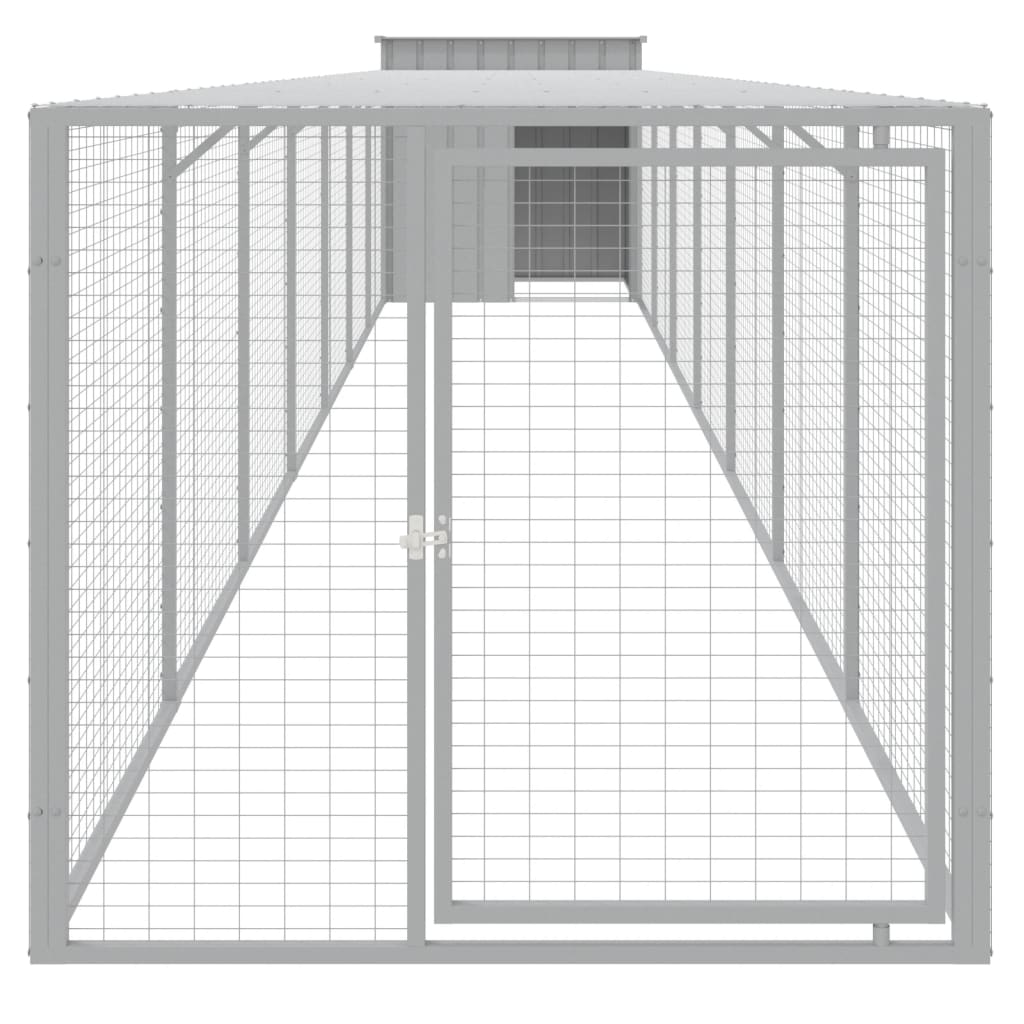 Chicken Cage with Run Metal Chicken Coop Animal House Galvanized Steel vidaXL - Picture 40 of 82