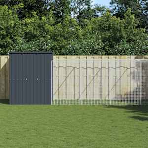 Pasja uta z izhodom antracitna 165x659x181 cm pocinkano jeklo