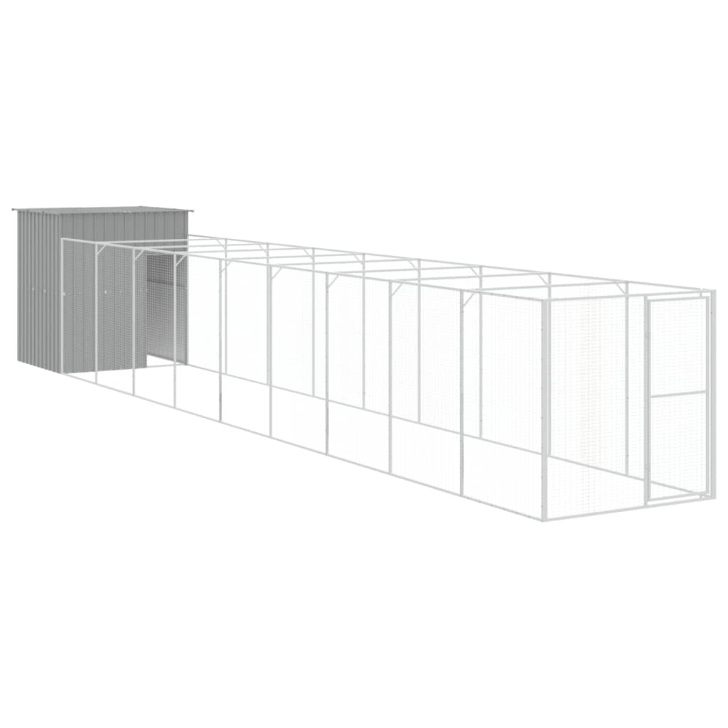 vidaXL Hondenhok met ren 165x1.067x181 cm staal lichtgrijs