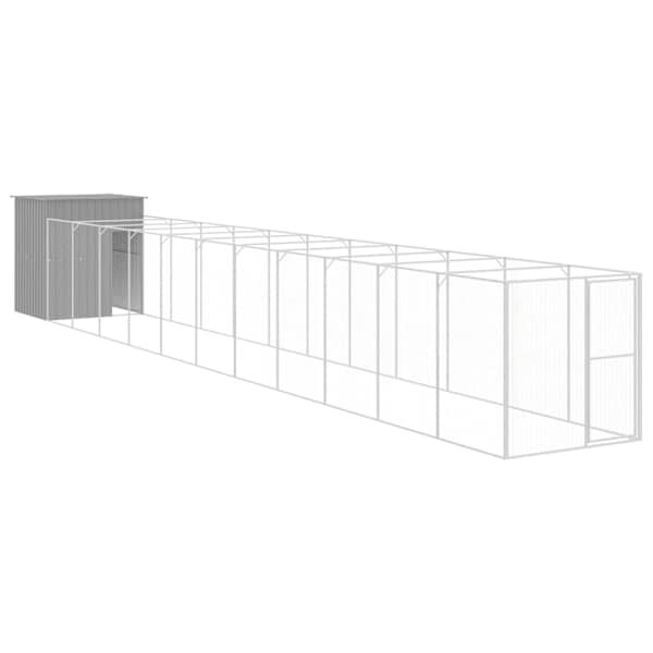 vidaXL koerakuut aedikuga, helehall, 165x1271x181 cm, teras