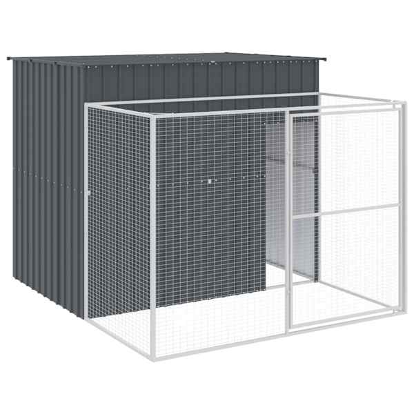 vidaXL koerakuut aedikuga, antratsiithall, 214x253x181 cm, teras