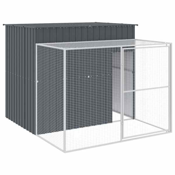vidaXL koerakuut aedikuga, antratsiithall, 214x253x181 cm, teras