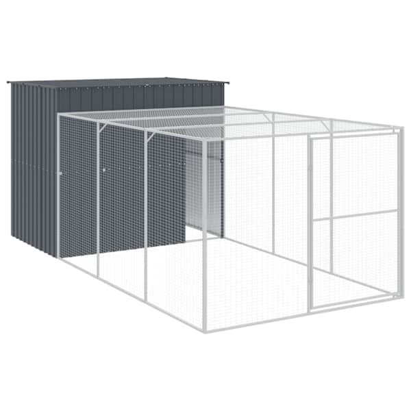 vidaXL koerakuut aedikuga, antratsiithall, 214x457x181 cm, teras