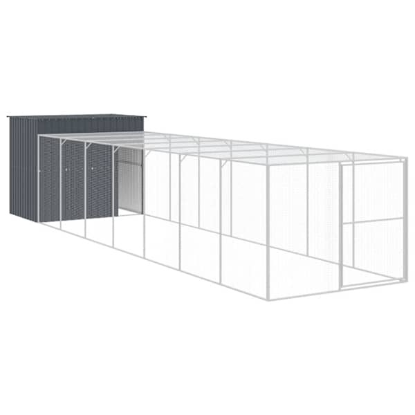 vidaXL koerakuut aedikuga, antratsiithall, 214x865x181 cm, teras