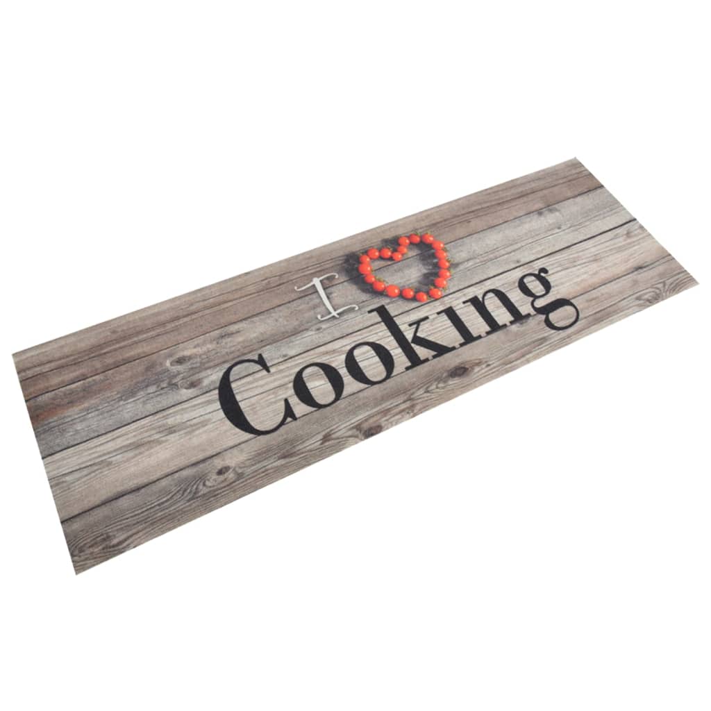 Küchenteppich Waschbar Cooking Grau 60×180 cm Samt