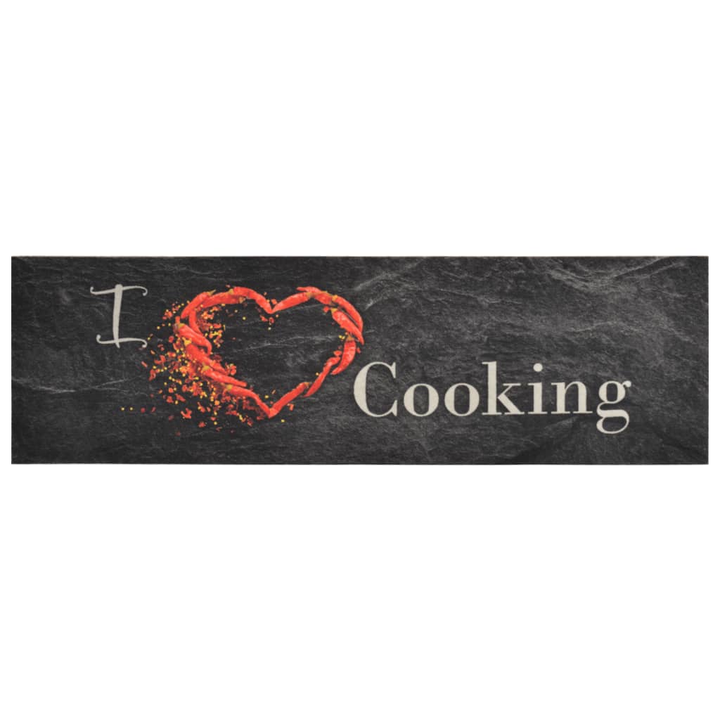 vidaXL Keukenmat wasbaar cooking-print 45x150 cm fluweel zwart afbeelding