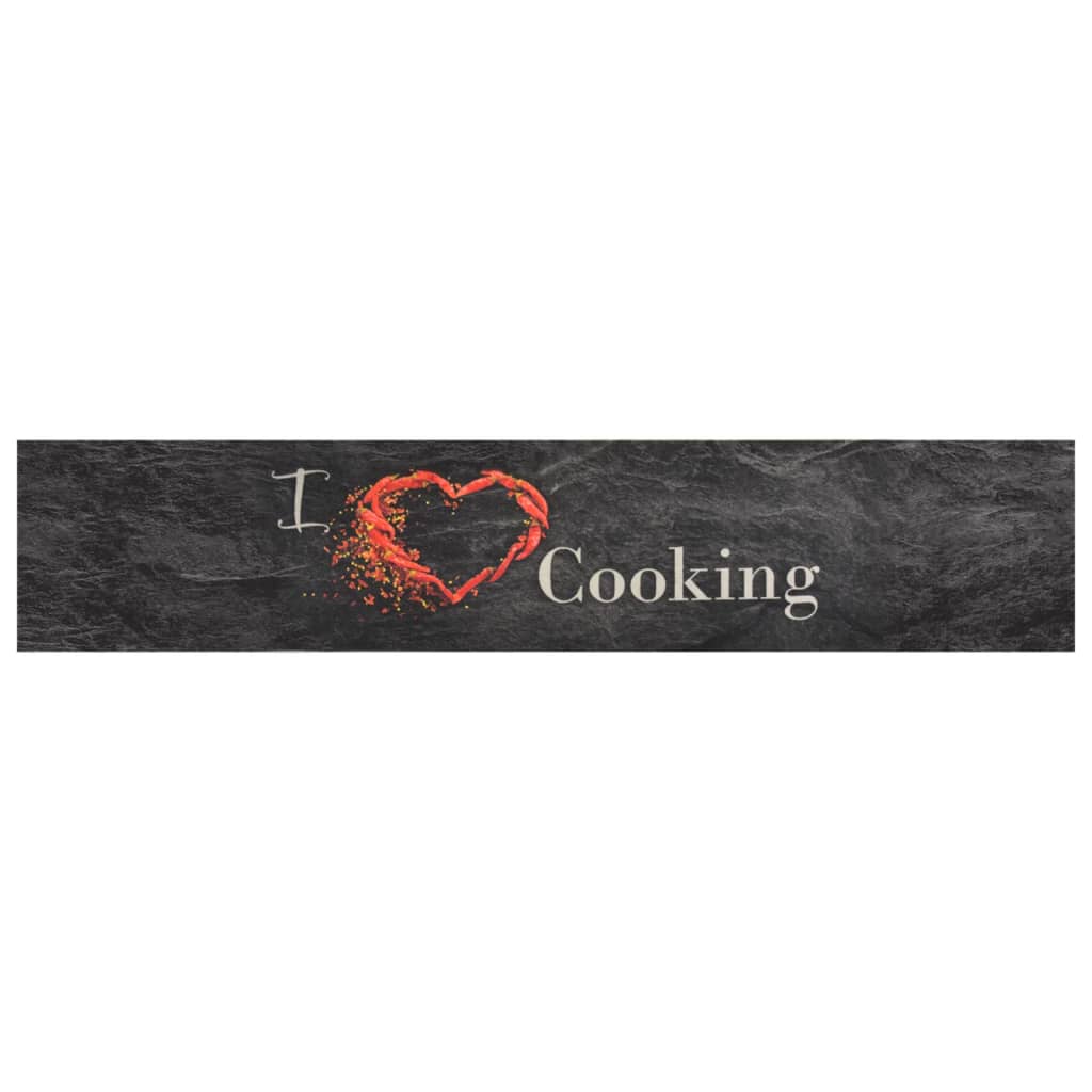 VidaXL Covor De Bucătărie Lavabil Cooking, Negru, 60×300 Cm, Catifea