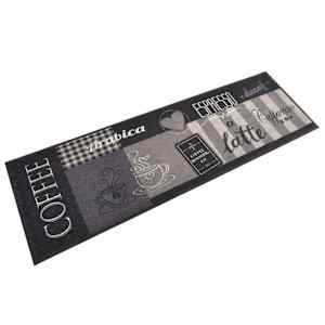 Kuhinjska preproga pralna napis Coffee črna 60x180 cm žamet