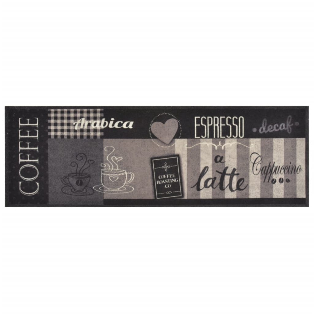 vidaXL Keukenmat wasbaar koffieprint 60x180 cm fluweel zwart afbeelding