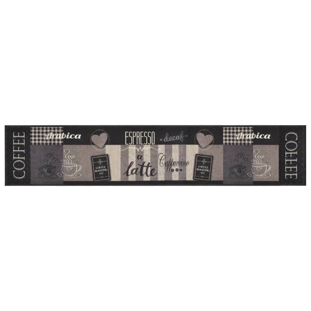 vidaXL Keukenmat wasbaar koffieprint 60x300 cm fluweel zwart afbeelding