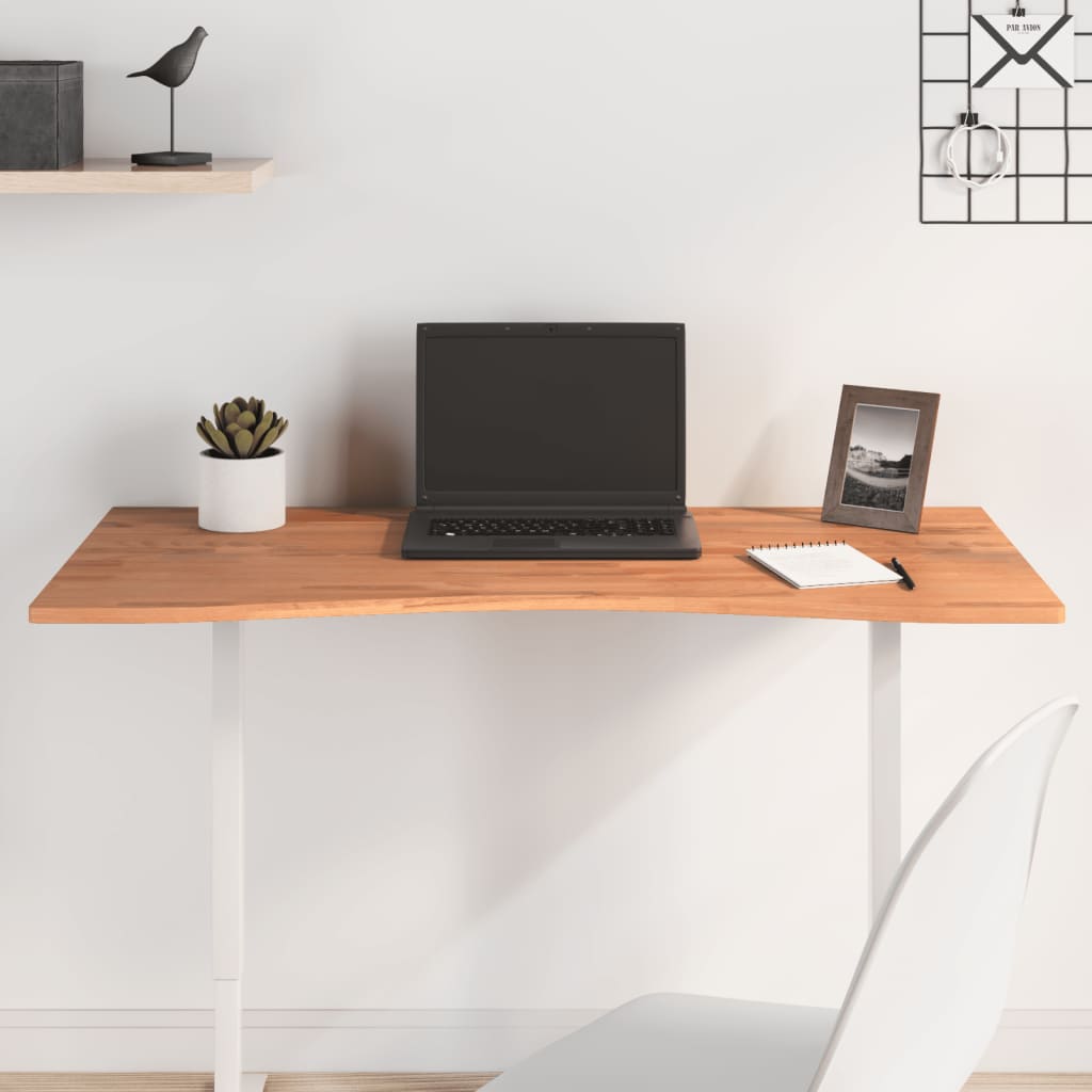 vidaXL skrivebordsplade 100x(45-50)x1,5 cm massivt bøgetræ