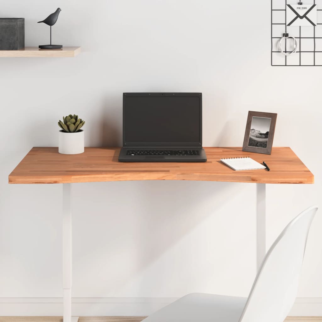 vidaXL skrivebordsplade 100x(45-50)x2,5 cm massivt bøgetræ