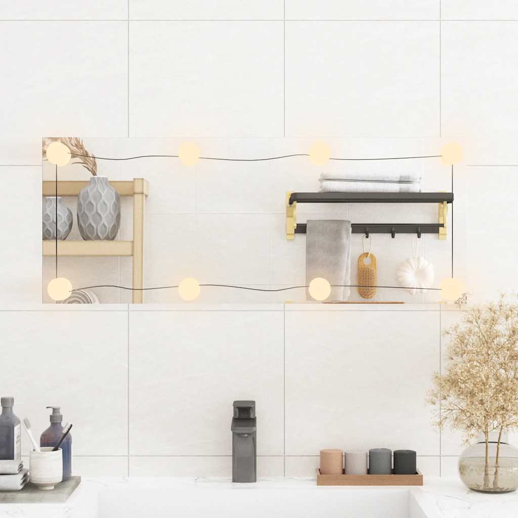vidaXL Wandspiegel met LED's rechthoekig 30x80 cm glas