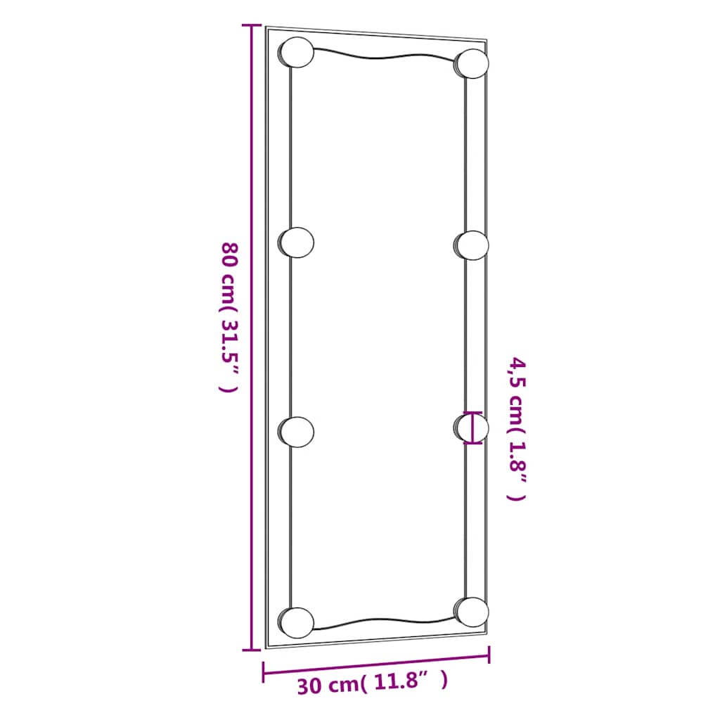 Nástěnné zrcadlo s LED osvětlením 30 x 80 cm sklo obdélníkové - obrázek 16