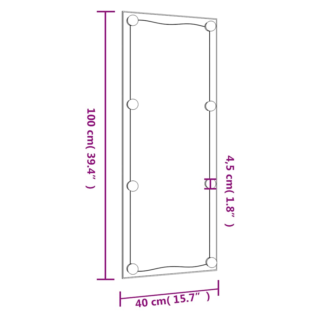 Nástěnné zrcadlo s LED osvětlením 40 x 100 cm sklo obdélníkové - obrázek 16
