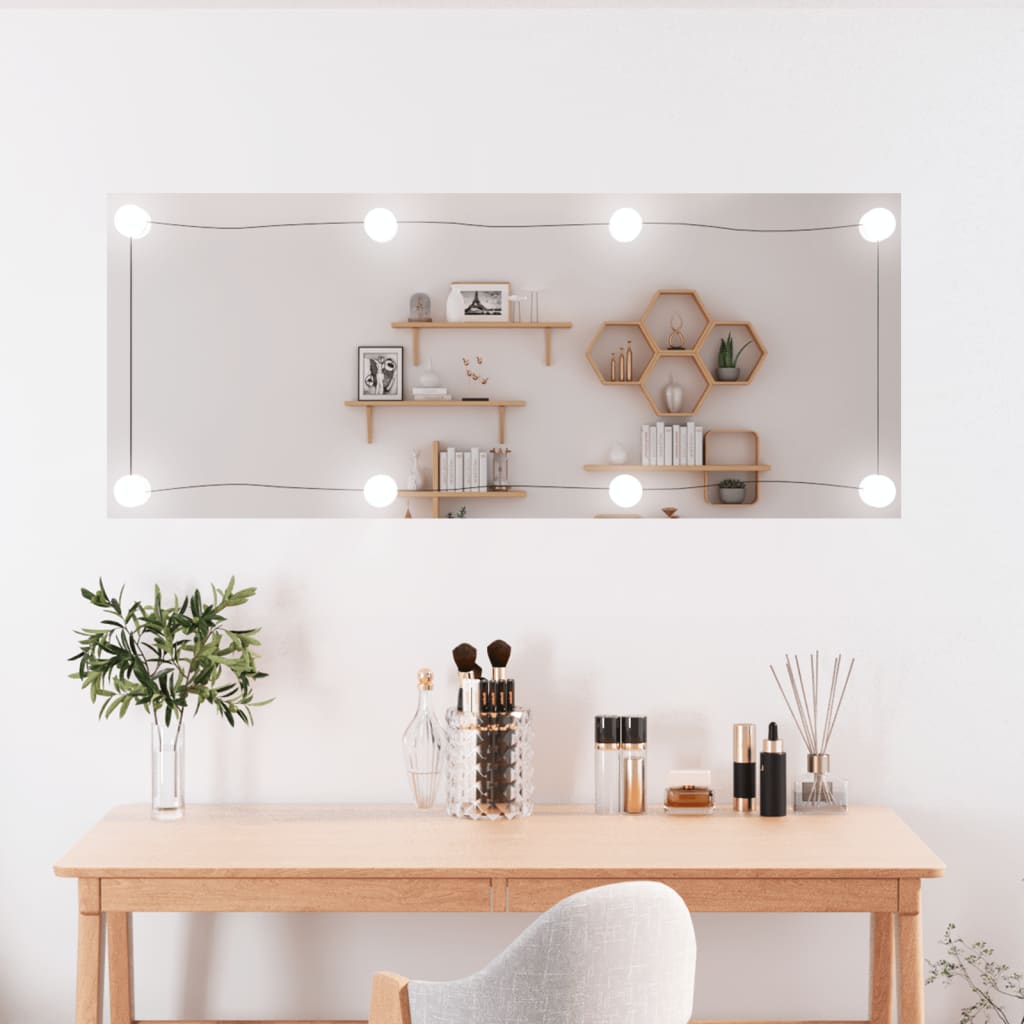 Specchio da Parete con Luci LED 40×100 cm Vetro Rettangolare