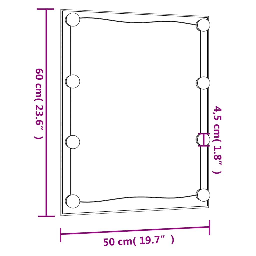Nástěnné zrcadlo s LED osvětlením 50 x 60 cm sklo obdélníkové - obrázek 16