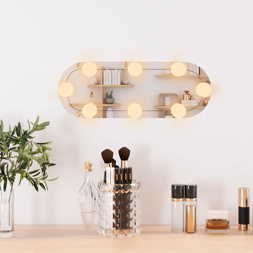 vidaXL Nástenné zrkadlo s LED svetlami 15x40 cm sklo oválne