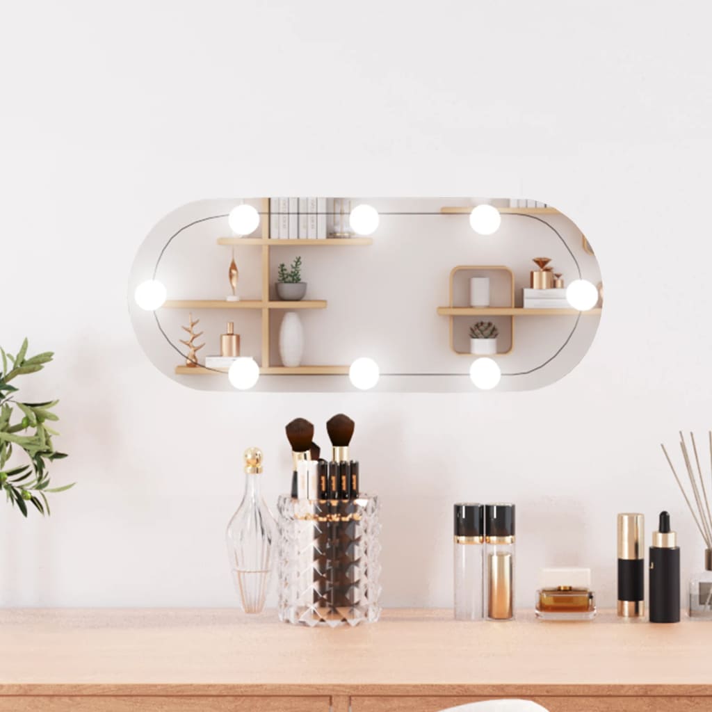 Wandspiegel mit LED-Leuchten 20×50 cm Glas Oval kaufen