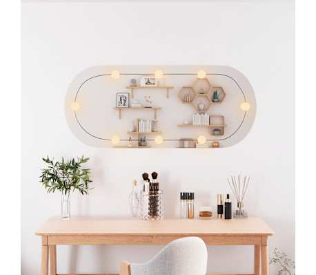 vidaXL Espejo de pared ovalado con luces LED vidrio 25x60 cm
