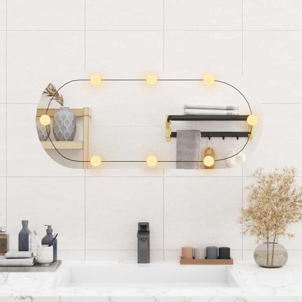 vidaXL Seinäpeili LED-valoilla 35x80 cm lasi ovaali