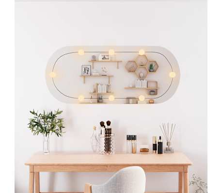 VidaXL Oval Wall Mirror - Silver Glass Vanity Mirror 40x15cm - Modern