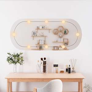 Nástěnné zrcadlo s LED osvětlením 45 x 100 cm sklo oválné - obrázek 3