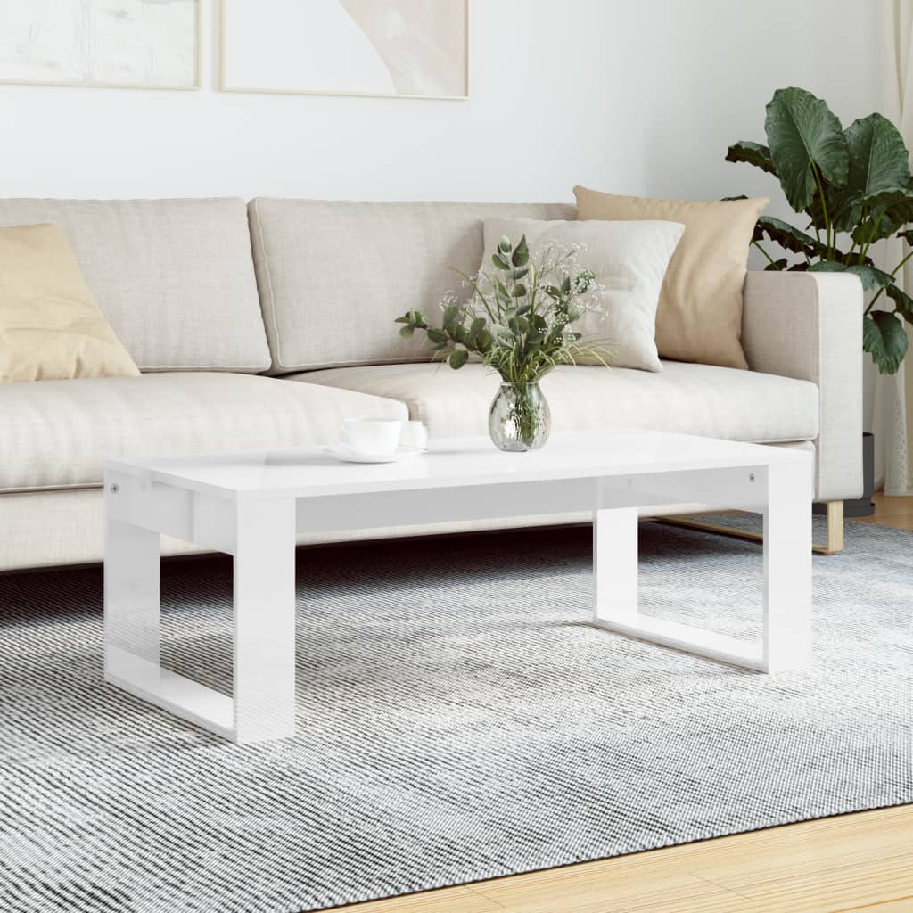 vidaXL sofabord 102x50x35 cm konstrueret træ hvid højglans