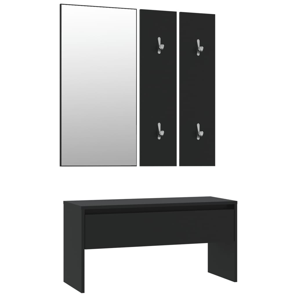 Image of vidaXL Hallway Furniture Set Black Engineered Wood